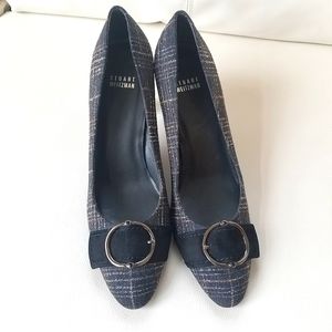 Stuart Weitzman tweed and suede classic heels